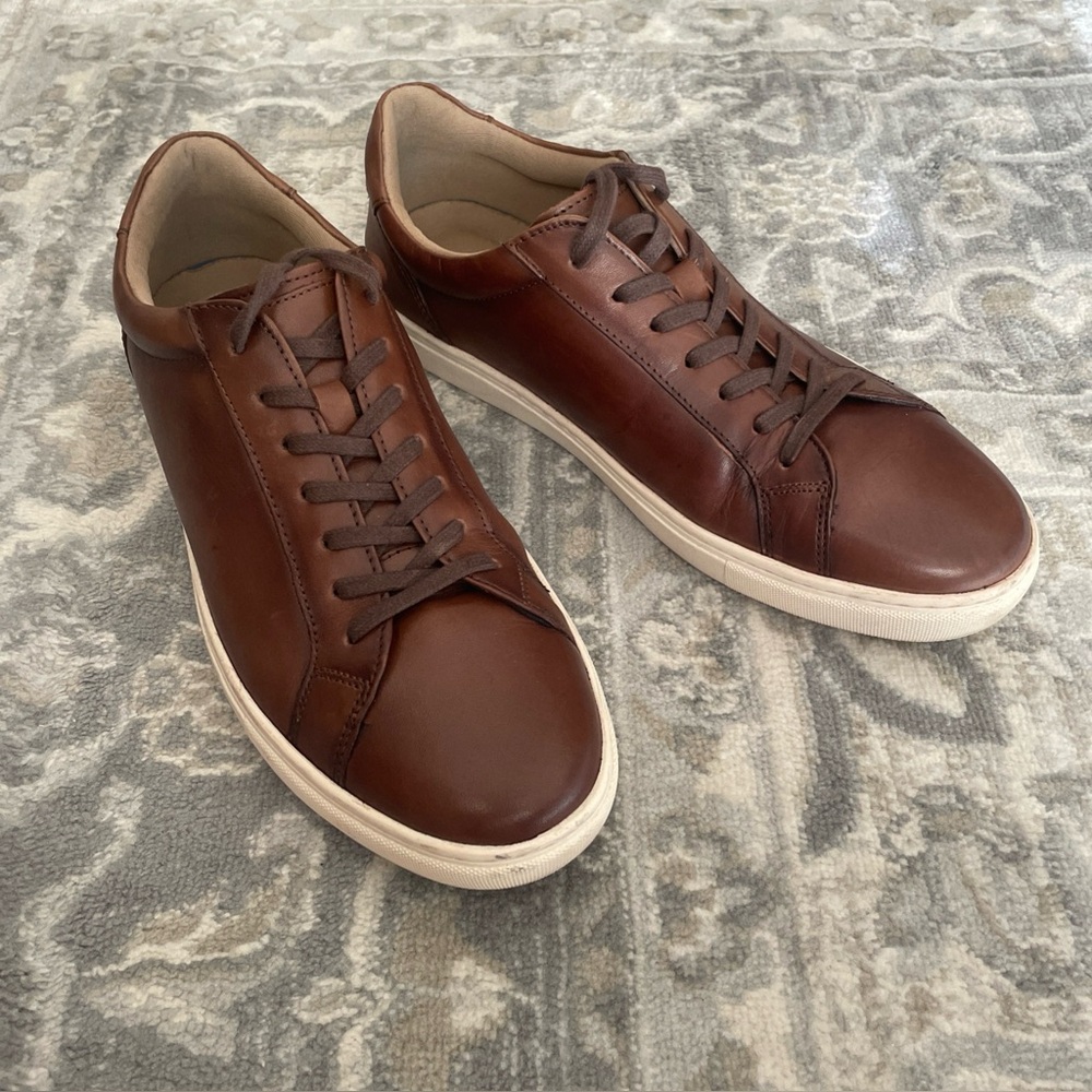 Vince Camuto Men’s Cowon Leather Sneaker Cognac Brown Size 9.5M